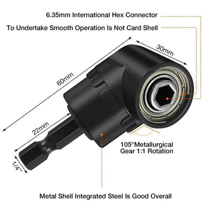 🔥LAST DAY 60% OFF - 🛠️6Pcs Right Angle Drill Attachment Set with 105° Angle Drill Adapter and Impact Grade Socket Adapter