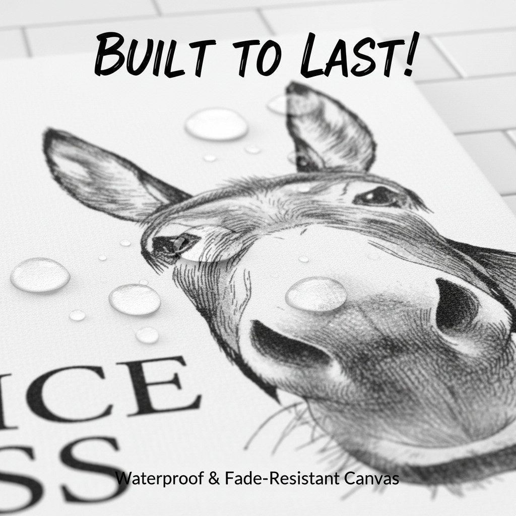 Funny Bathroom Wall Art - "Nice Ass" Donkey Print