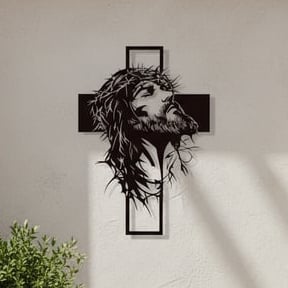 ✝️Metal Jesus and Cross Wall Art: Christian Home Decor
